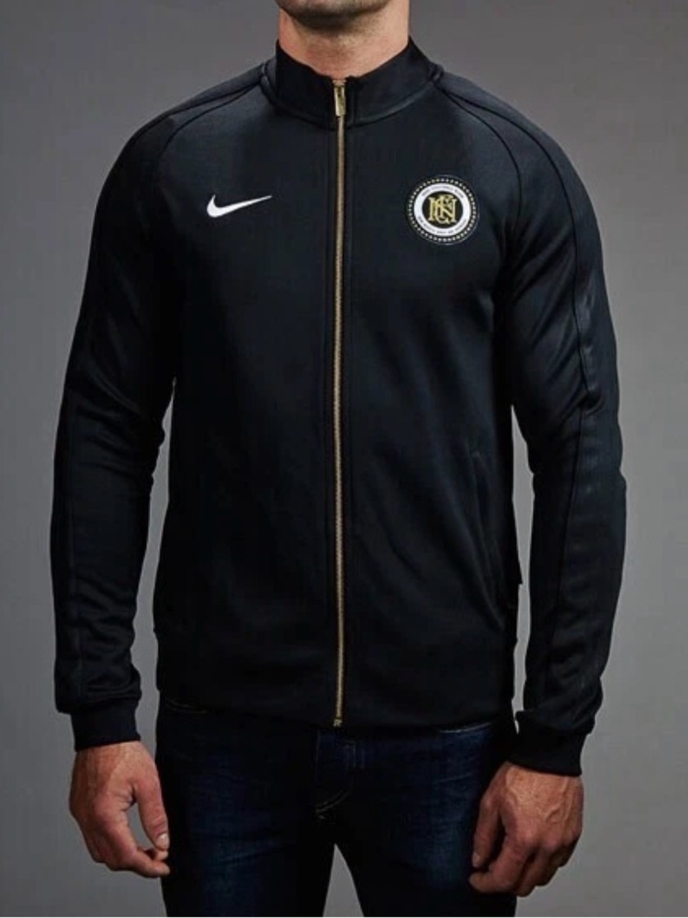 Nike Football Club Black Athletic Zip-Up Track Jacket with Crest